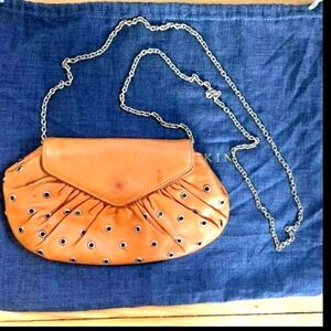 Lauren Merkin Vintage LEATHER SNAP CLOSURE 12.5n L x 6.25in H x 3in W GUC 🦚